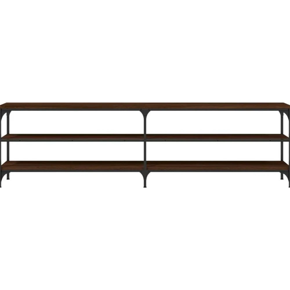 vidaXL Mueble TV metal y madera contrachapada marrón roble 180x30x50cm Marrón roble