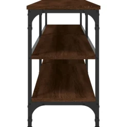 vidaXL Mueble TV metal y madera contrachapada marrón roble 180x30x50cm Marrón roble