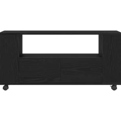 vidaXL Mueble TV ruedas madera ingeniería 102x34,5x43cm Roble negro Online