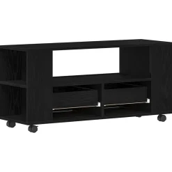 vidaXL Mueble TV ruedas madera ingeniería 102x34,5x43cm Roble negro Online