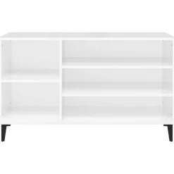 vidaXL Productos Del Hogar-Mueble zapatero madera contrachapada blanco brillo 102x36x60 cm