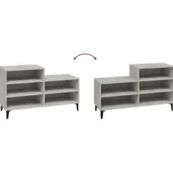 vidaXL Productos Del Hogar-Mueble zapatero madera contrachapada gris hormigón 102x36x60 cm
