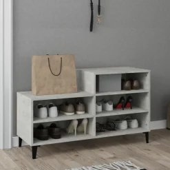 vidaXL Productos Del Hogar-Mueble zapatero madera contrachapada gris hormigón 102x36x60 cm