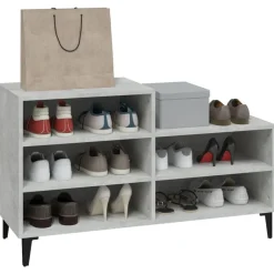 vidaXL Productos Del Hogar-Mueble zapatero madera contrachapada gris hormigón 102x36x60 cm