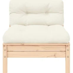 vidaXL Muebles De Jardín-Muebles de jardín 3 piezas madera maciza pino con cojines crema