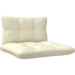 vidaXL Muebles De Jardín-Muebles de jardín 3 piezas madera maciza pino con cojines crema