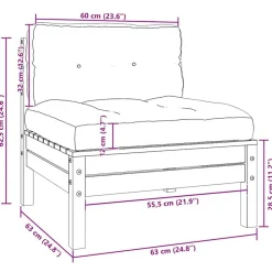 vidaXL Muebles De Jardín-Muebles de jardín 3 piezas madera maciza pino con cojines crema