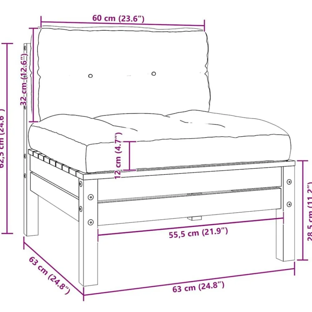 vidaXL Muebles De Jardín-Muebles de jardín 3 piezas madera maciza pino con cojines crema