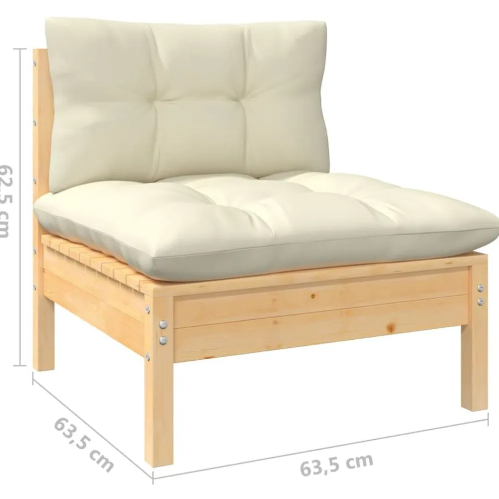 vidaXL Muebles De Jardín-Muebles de jardín 5 piezas cojines madera de pino crema