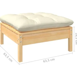 vidaXL Muebles De Jardín-Muebles de jardín 5 piezas cojines madera de pino crema