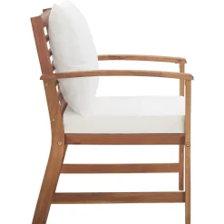 vidaXL Muebles de jardín 4 piezas con cojines madera maciza de acacia Crema Best