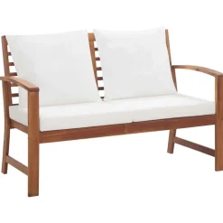 vidaXL Muebles de jardín 4 piezas con cojines madera maciza de acacia Crema Best