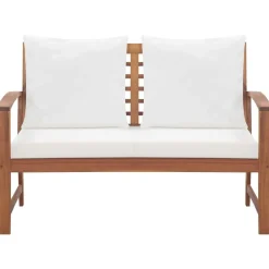 vidaXL Muebles de jardín 4 piezas con cojines madera maciza de acacia Crema Best