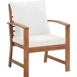 vidaXL Muebles de jardín 4 piezas con cojines madera maciza de acacia Crema Best