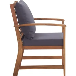 vidaXL Muebles de jardín 4 piezas con cojines madera acacia maciza Marrón y gris Outlet