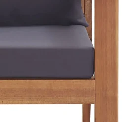 vidaXL Muebles de jardín 4 piezas con cojines madera acacia maciza Marrón y gris Outlet