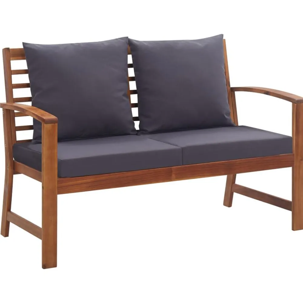 vidaXL Muebles de jardín 4 piezas con cojines madera acacia maciza Marrón y gris Outlet