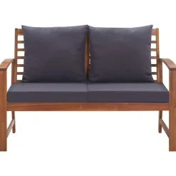 vidaXL Muebles de jardín 4 piezas con cojines madera acacia maciza Marrón y gris Outlet