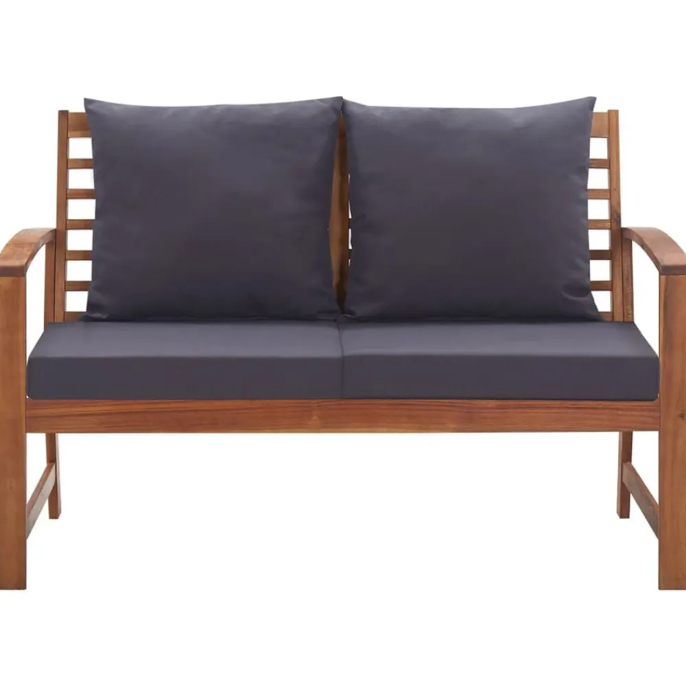 vidaXL Muebles de jardín 4 piezas con cojines madera acacia maciza Marrón y gris Outlet