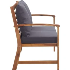 vidaXL Muebles de jardín 4 piezas con cojines madera acacia maciza Marrón y gris Outlet