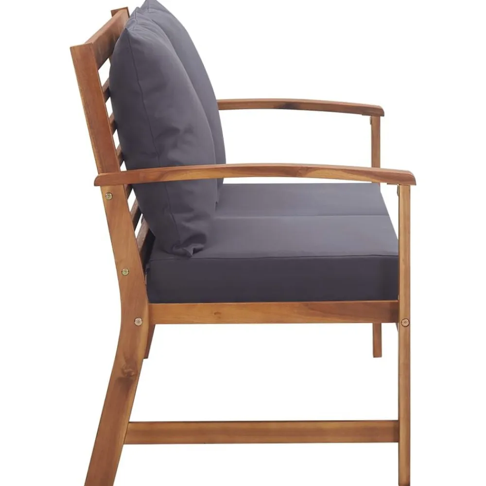 vidaXL Muebles de jardín 4 piezas con cojines madera acacia maciza Marrón y gris Outlet