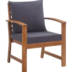 vidaXL Muebles de jardín 4 piezas con cojines madera acacia maciza Marrón y gris Outlet