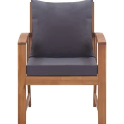 vidaXL Muebles de jardín 4 piezas con cojines madera acacia maciza Marrón y gris Outlet
