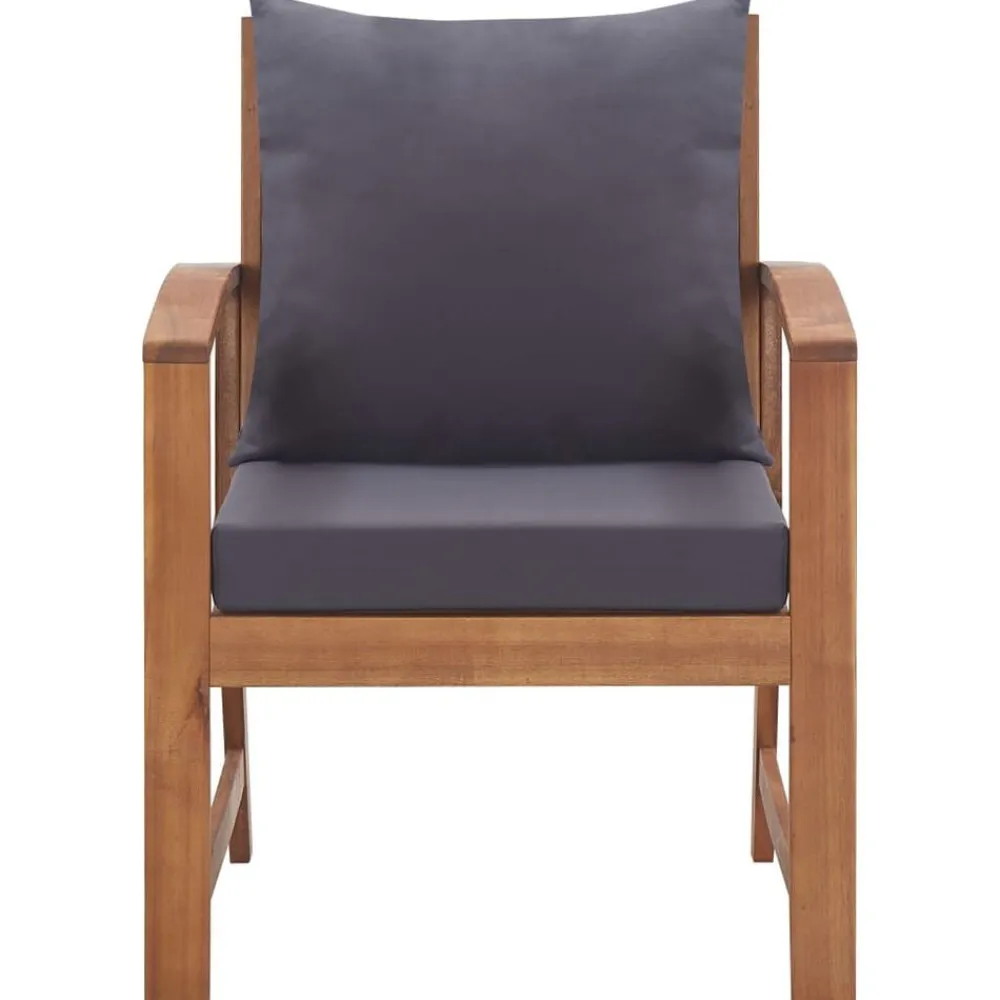 vidaXL Muebles de jardín 4 piezas con cojines madera acacia maciza Marrón y gris Outlet