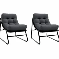 vidaXL Muebles de jardín con cojín 2 pcs Negro 60,5 x 81 x 71 cm Online