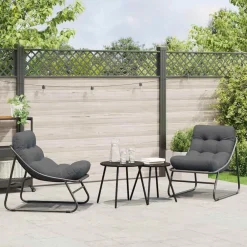 vidaXL Muebles de jardín con cojín 2 pcs Negro 60,5 x 81 x 71 cm Online