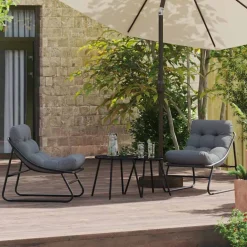 vidaXL Muebles de jardín con cojín 2 pcs Negro 60,5 x 81 x 71 cm Online