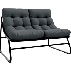 vidaXL Muebles De Jardín-Muebles de jardín con cojín Negro 110 x 81 x 71 cm