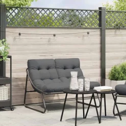 vidaXL Muebles De Jardín-Muebles de jardín con cojín Negro 110 x 81 x 71 cm