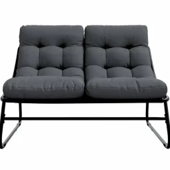 vidaXL Muebles De Jardín-Muebles de jardín con cojín Negro 110 x 81 x 71 cm