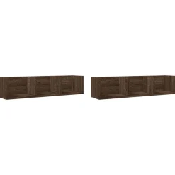 vidaXL Estanterías-Muebles de pared 2 unidades madera de ingeniería marrón roble