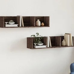 vidaXL Estanterías-Muebles de pared 2 unidades madera de ingeniería marrón roble