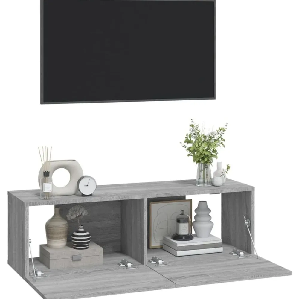 vidaXL Muebles Tv-Muebles de pared para TV 2 uds madera 100x30x30 cm