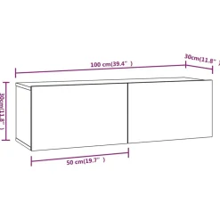 vidaXL Muebles Tv-Muebles de pared para TV 2 uds madera 100x30x30 cm