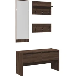 vidaXL Bancos-Muebles de recibidor 4 piezas madera de ingeniería marrón roble