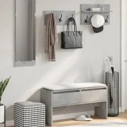 vidaXL Muebles de recibidor 4 pzas madera de ingeniería gris hormigón Gris hormig&oacute;n Discount