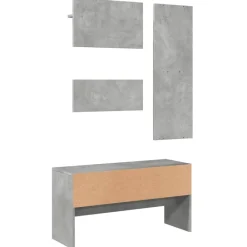 vidaXL Muebles de recibidor 4 pzas madera de ingeniería gris hormigón Gris hormig&oacute;n Discount