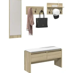 vidaXL Muebles de recibidor 4 piezas madera de ingeniería Roble Sonoma Best