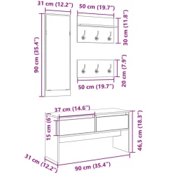 vidaXL Muebles de recibidor 4 piezas madera de ingeniería Roble Sonoma Best