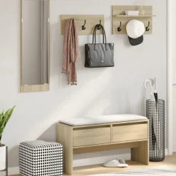 vidaXL Muebles de recibidor 4 piezas madera de ingeniería Roble Sonoma Best