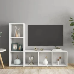 vidaXL Muebles Tv-Muebles de salón 2 piezas madera ingeniería 107x35x37 cm