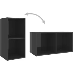 vidaXL Muebles Tv-Muebles de salón 2 piezas madera de ingeniería gris brillo
