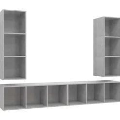 vidaXL Muebles de salón de pared 4 pzs madera ingeniería gris hormigón Gris hormig&oacute;n Online