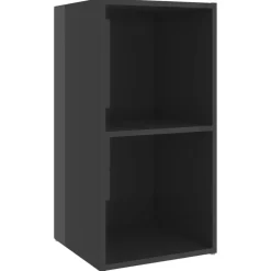 vidaXL Muebles Tv-Muebles de salón de pared 2 pzas madera ingeniería gris brillo