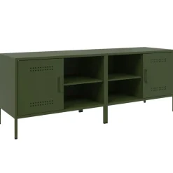 vidaXL Muebles de TV 2 piezas acero oliva 68x39x50,5 cm Verde Clearance
