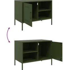 vidaXL Muebles de TV 2 piezas acero oliva 68x39x50,5 cm Verde Clearance